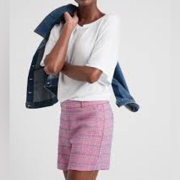 Banana Republic tailored pink and purple tweed shorts. 4.5” inseam high rise - Picture 1 of 13